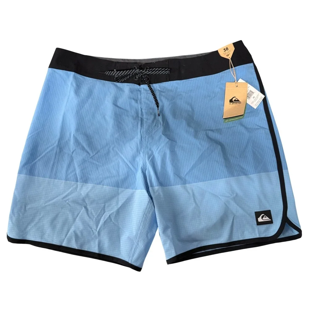 Quiksilver Highline Board Shorts Mens 38 Light Blue Black 19